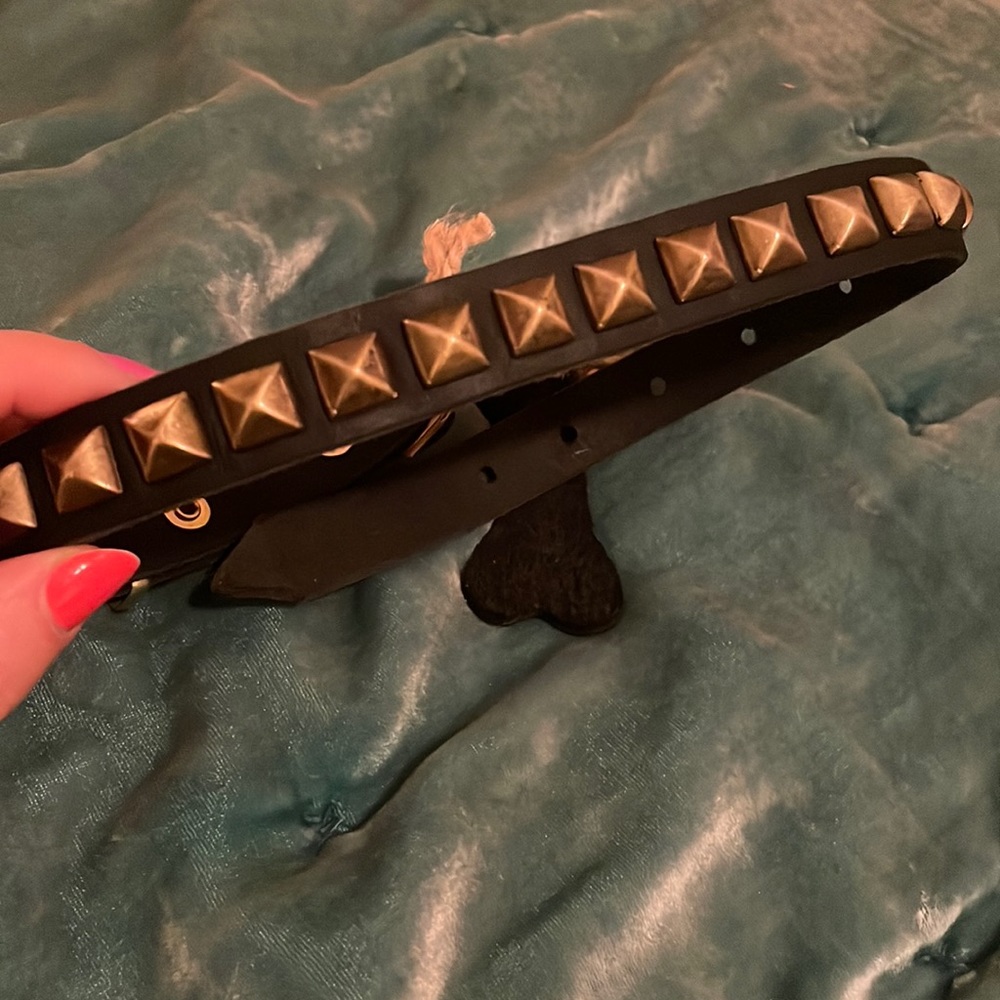 Old Mill handmade studded black soft leather dog collar